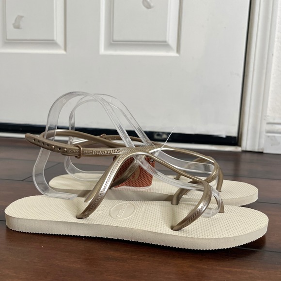 Havaianas Shoes - NWT Havaianas Allure Sandals Flip Flops Women 11/12 Gold Strappy Ankle Strap